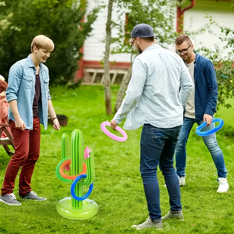 Inflatable Cactus Ring Toss Pool Game Summer Beach Toy & Outdoor Party Fun