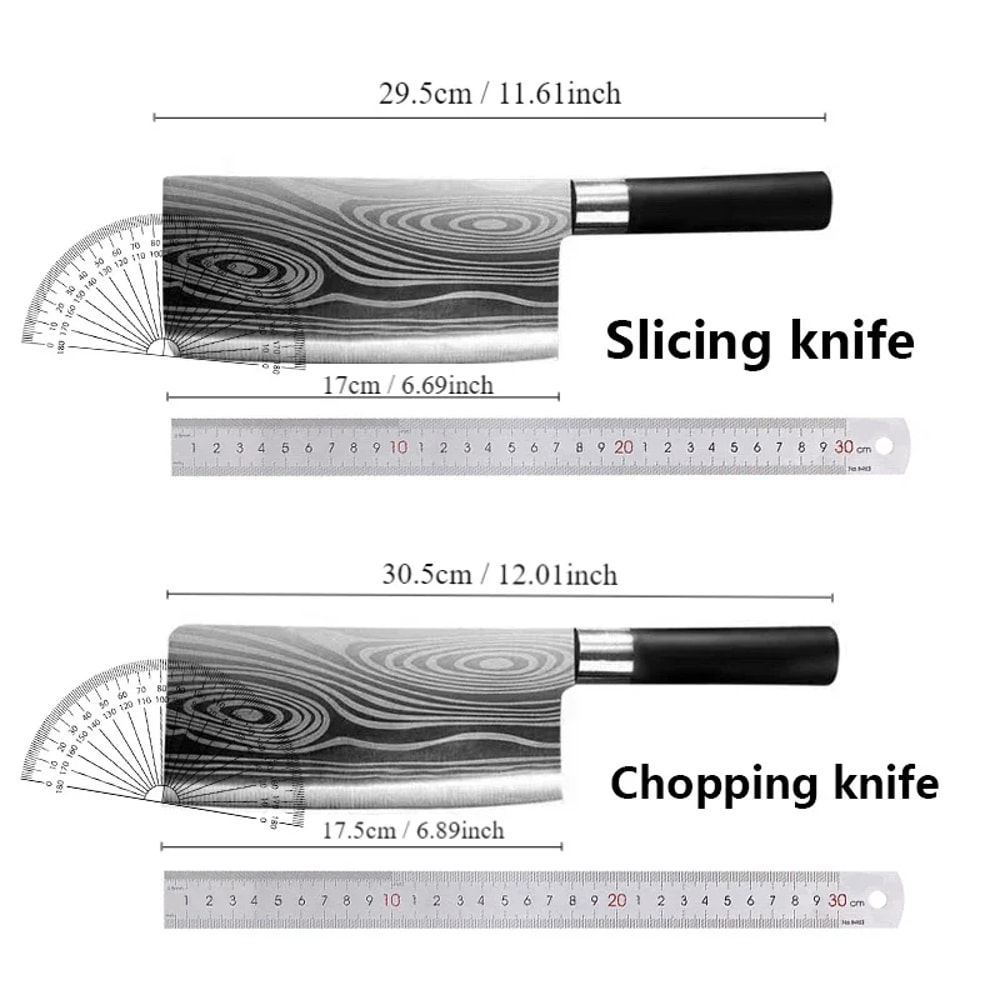 Premium Laser Damascus Kitchen Knife Set With Sharpener Chef Utility Slicing Tools 1