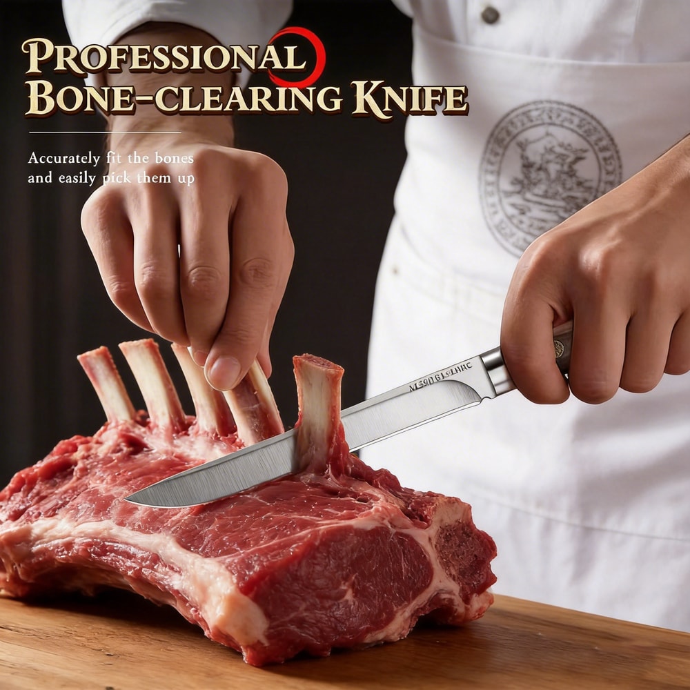 Premium High Hardness Stainless Steel Kitchen Knife With Leather Sheath Professional Fruit Meat Cu 4