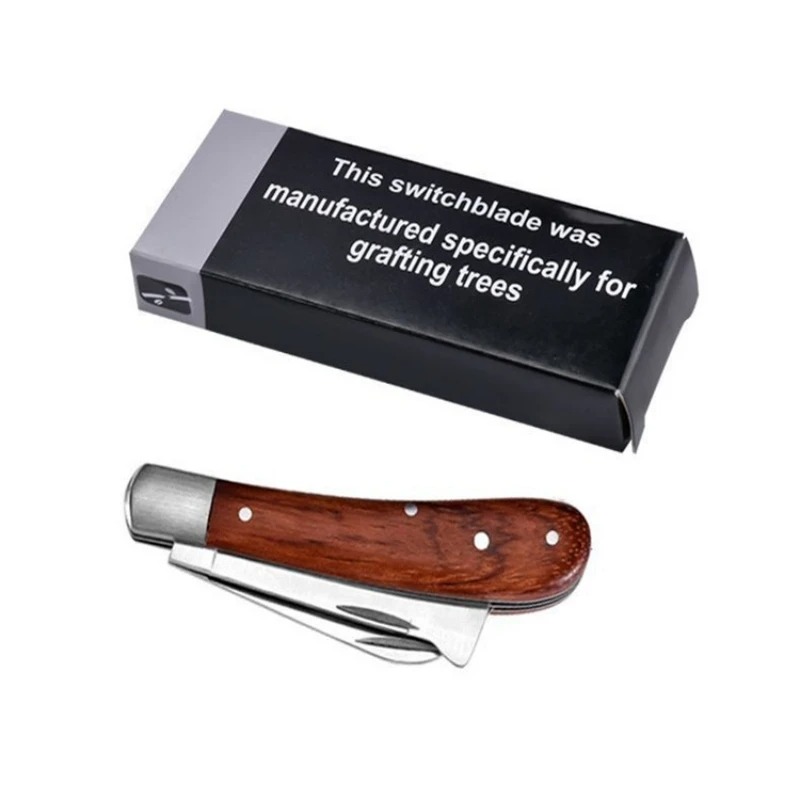Professional Folding Grafting Knife Precision Fruit Tree Grafting Pruning Tool With Wooden Handle 4