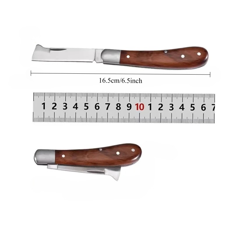 Professional Folding Grafting Knife Precision Fruit Tree Grafting Pruning Tool With Wooden Handle 5