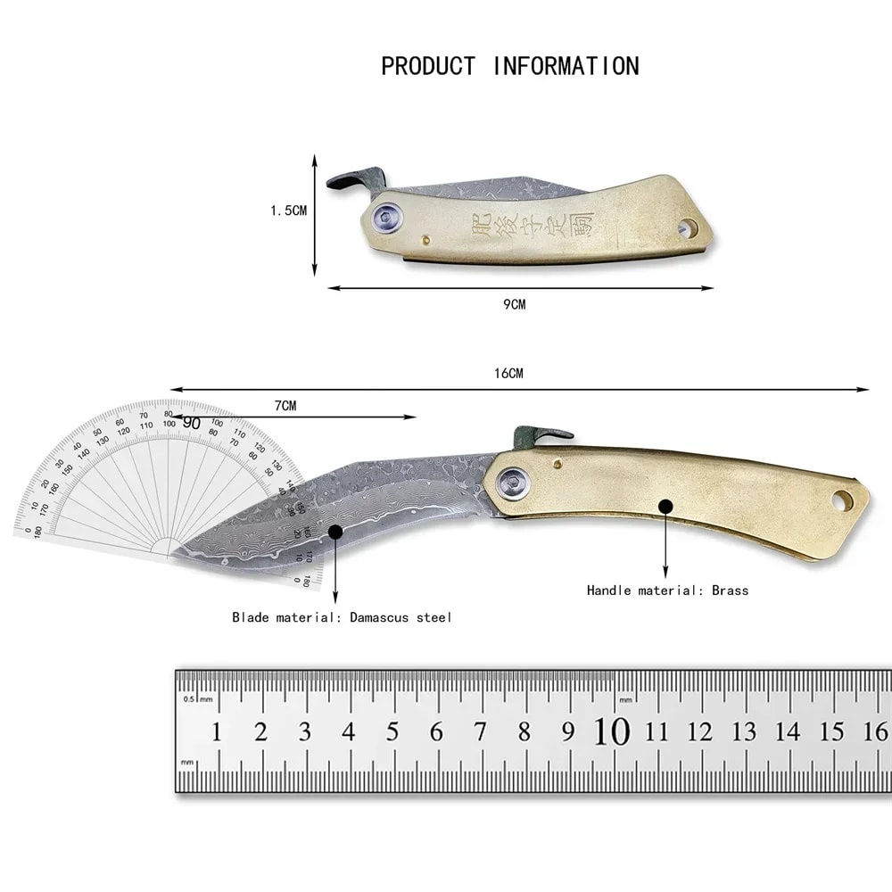 Premium Damascus Mini Tactical Folding Knife Compact Outdoor Knife for Self Defense & Fishing Utility