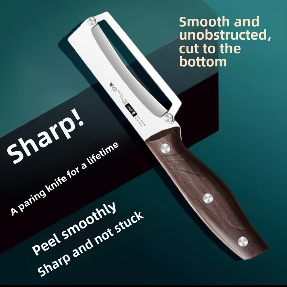Premium Stainless Steel Vegetable Peeler With Ergonomic Wooden Handle 2