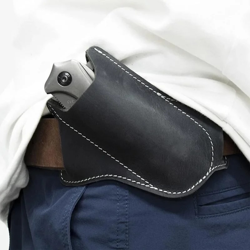 Premium Leather Knife Sheath with Belt Clip Pocket Knife Holder for Camping