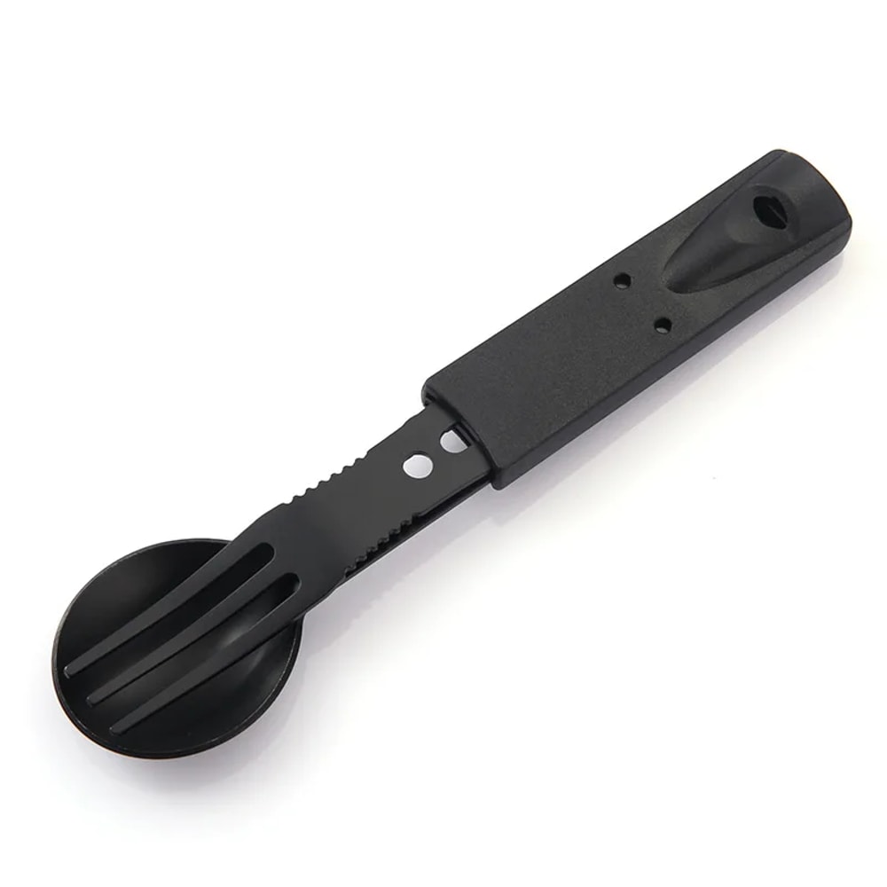 Portable Camping Utensil Set With Stainless Steel Multi Tool Knife And Emergency Whistle 5