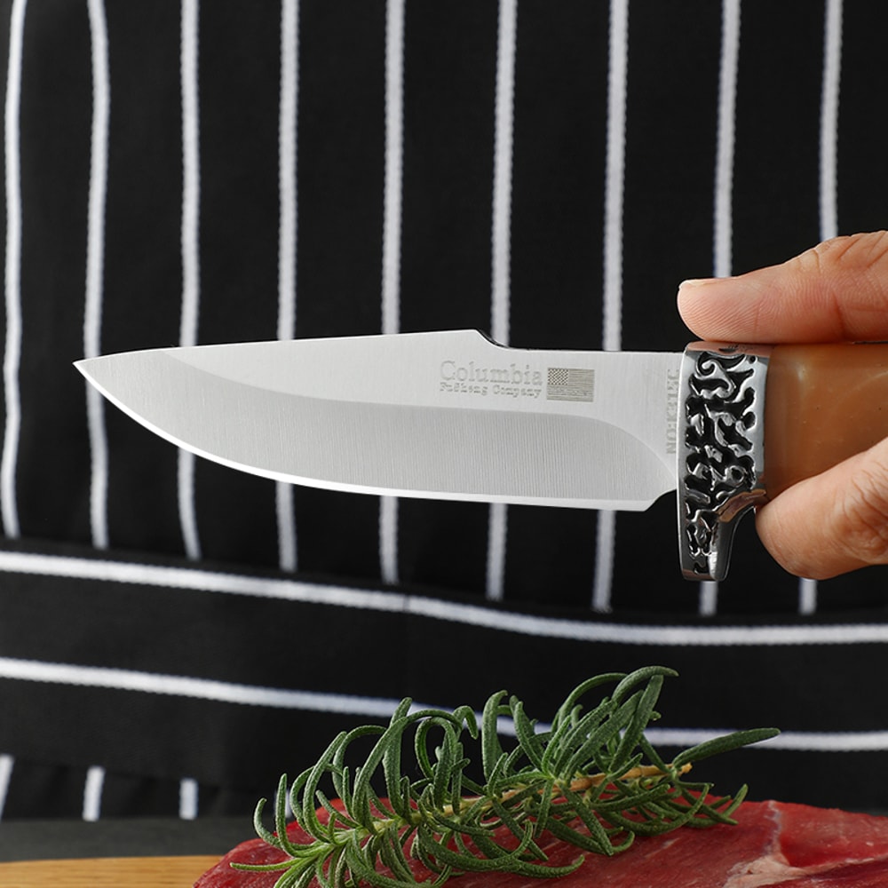 Premium Meat Cleaver Knife with Colored Wood Handle for Hunting & Kitchen Use