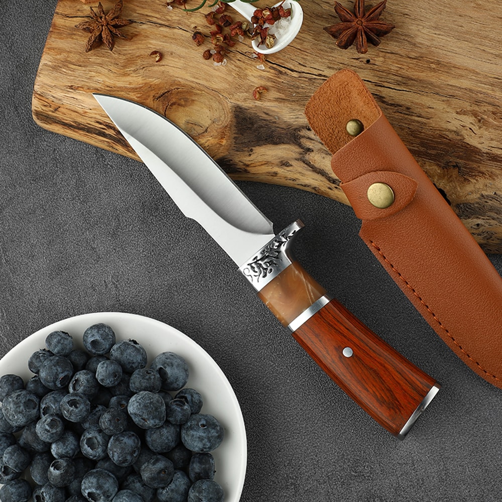 Premium Meat Cleaver Knife with Colored Wood Handle for Hunting & Kitchen Use