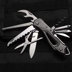 outdoor multitool folding knife with scissors & bottle opener