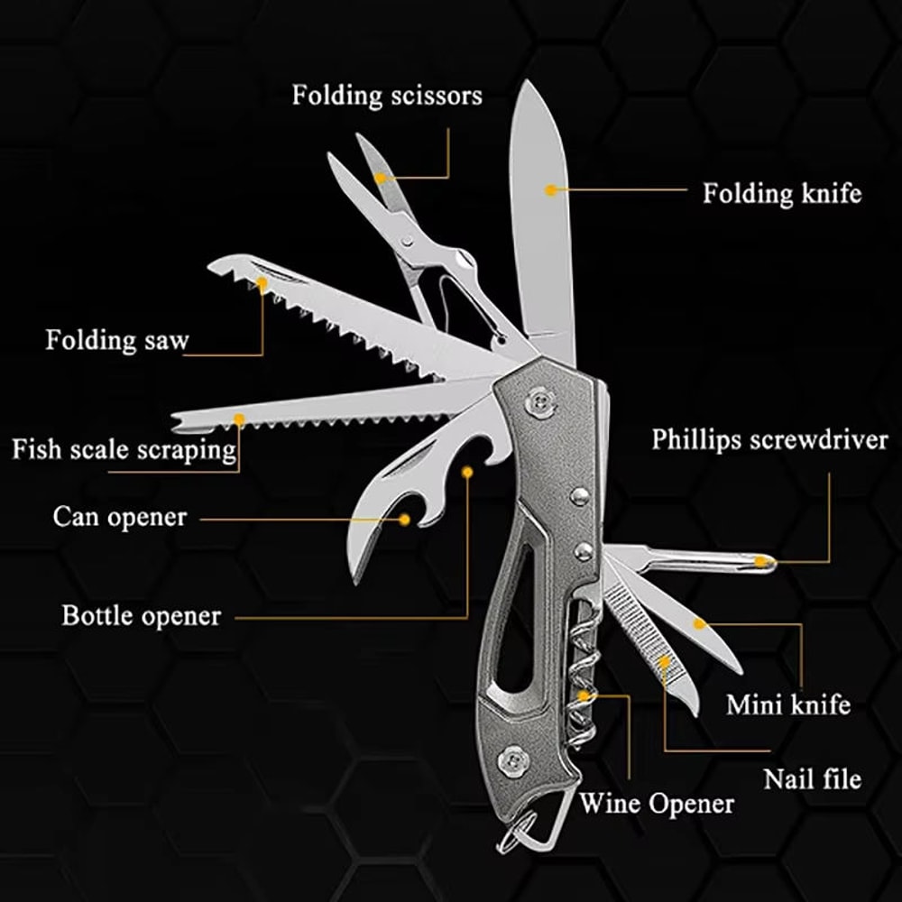 Outdoor Multitool Folding Knife with Scissors & Bottle Opener