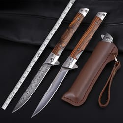 premium damascus folding knife multi purpose outdoor pocket knife