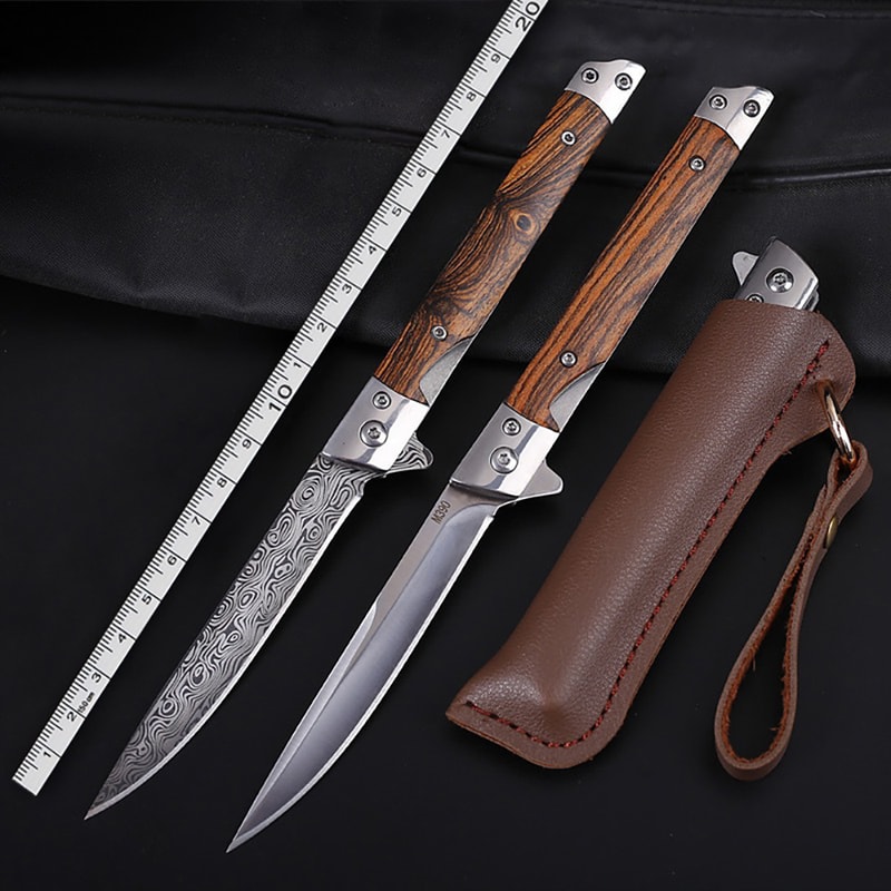 Premium Damascus Folding Knife Multi Purpose Outdoor Pocket Knife 0