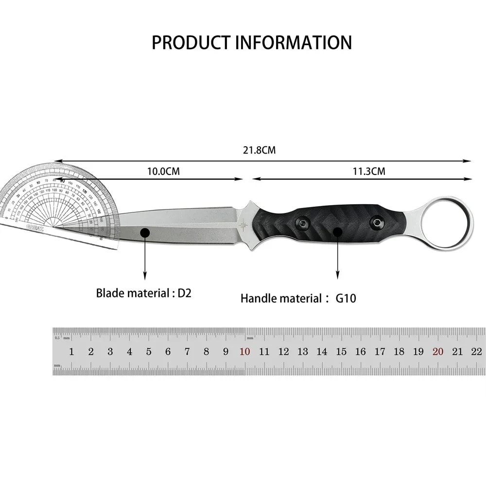 Style Fixed Blade Knife with Steel, Handle & Kydex Sheath for Camping