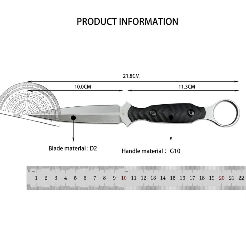 Style Fixed Blade Knife with Steel, Handle & Kydex Sheath for Camping