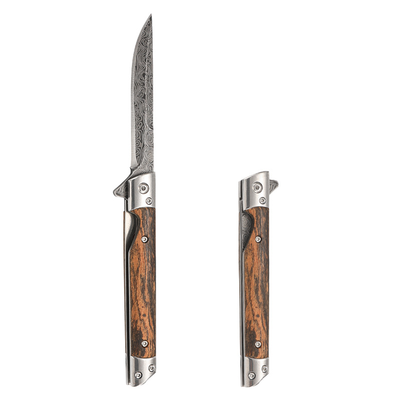 Premium Damascus Folding Knife Outdoor Quick Open Pocket Knife