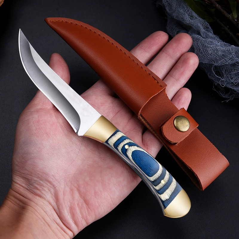 Premium Carving Knife With Colorful Wooden Handle Ideal Kitchen Camping Knife 0