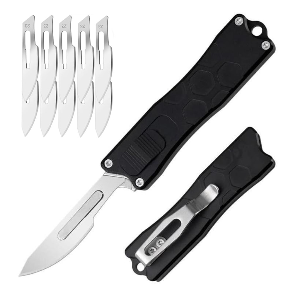 Compact Mini Pocket Knife With Removable Blades Outdoor Everyday Carry Tool 6