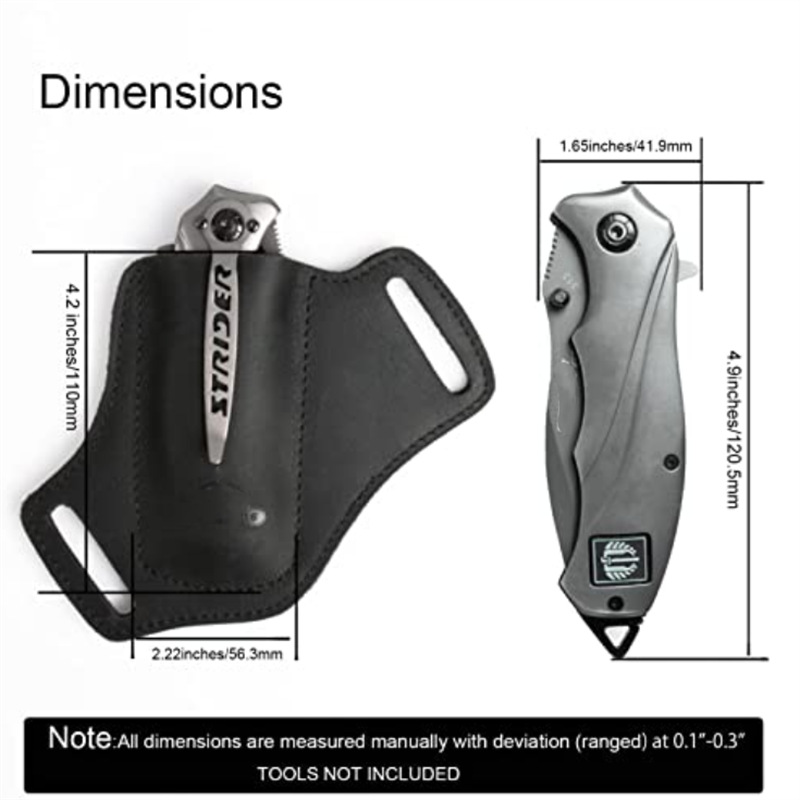 Premium Leather Knife Sheath for Belt Compact Folding Knife Carrier