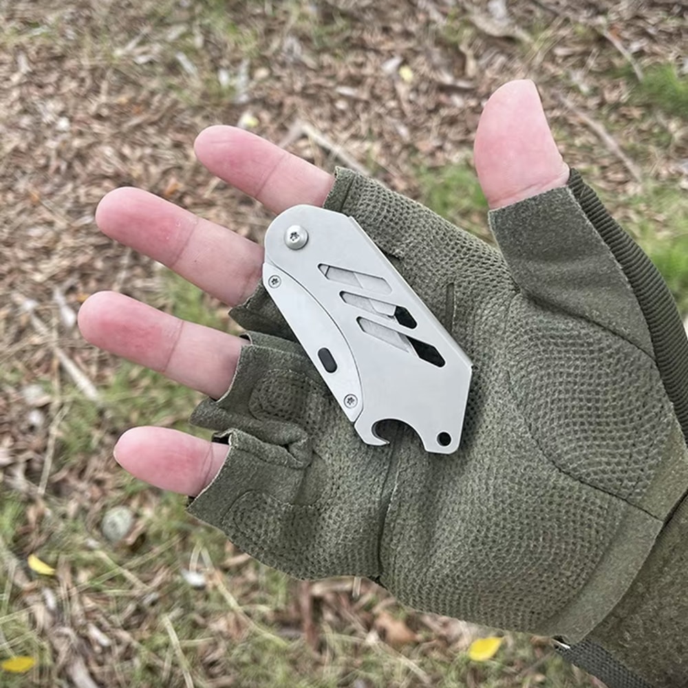 Premium Stainless Steel Folding Utility Knife Sharp Pocket Knife with Corkscrew & Replaceable Blade