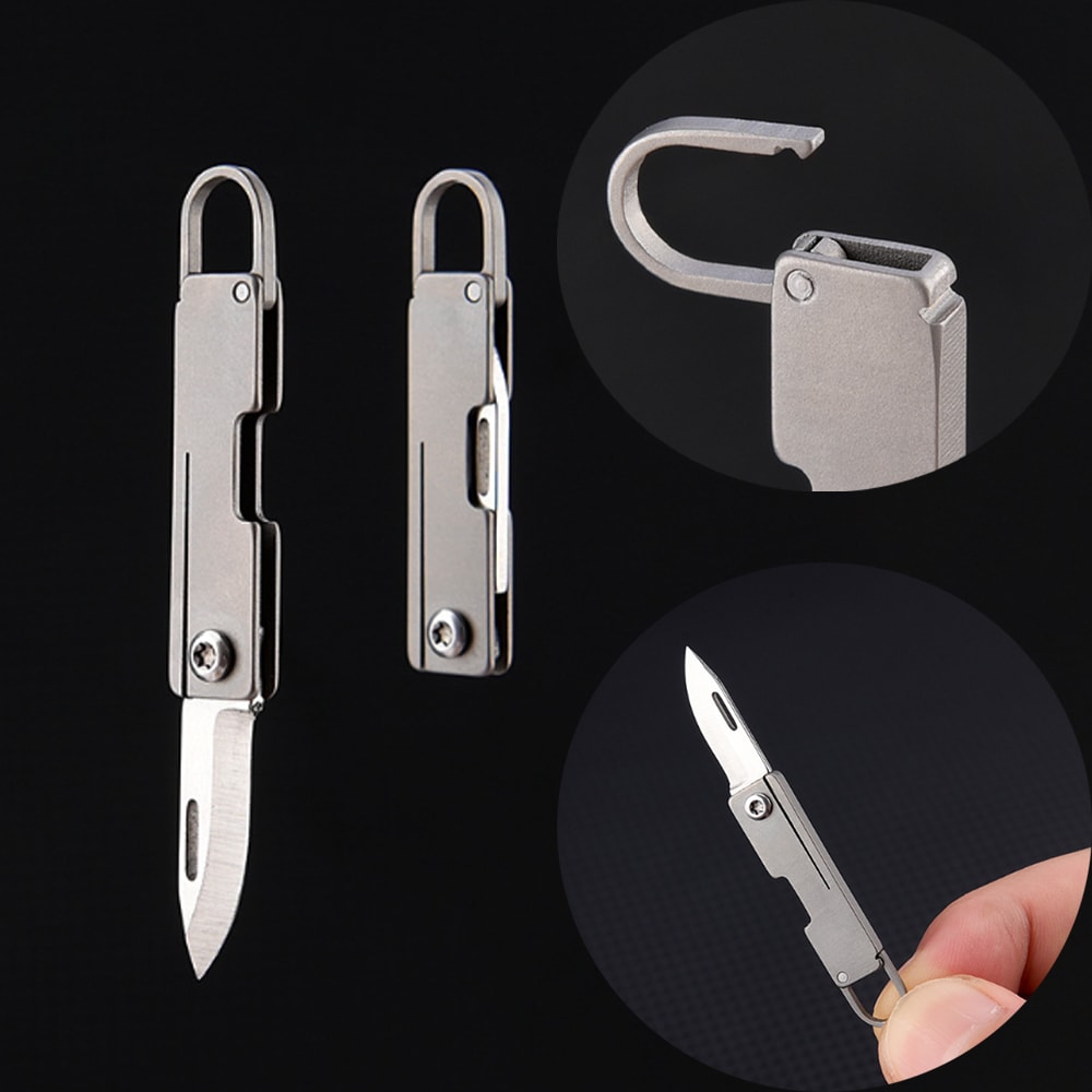 Compact Titanium Alloy Mini Folding Knife with Sharp Steel Blade Portable Knife