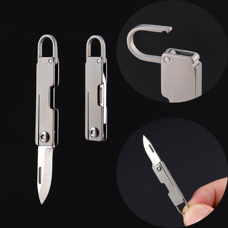 Compact Titanium Alloy Mini Folding Knife with Sharp Steel Blade Portable Knife