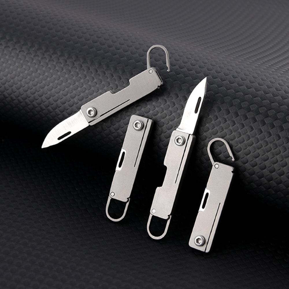 Compact Titanium Alloy Mini Folding Knife with Sharp Steel Blade Portable Knife