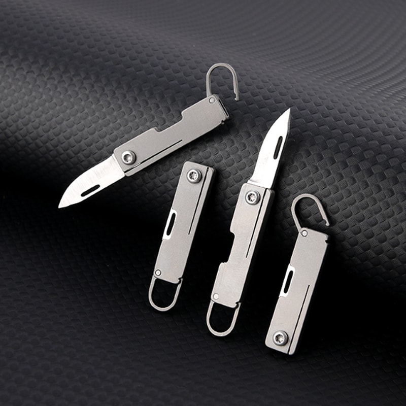 Compact Titanium Alloy Mini Folding Knife with Sharp Steel Blade Portable Knife