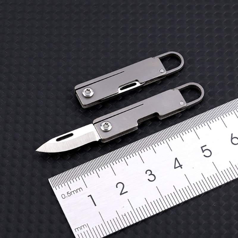 Compact Titanium Alloy Mini Folding Knife with Sharp Steel Blade Portable Knife
