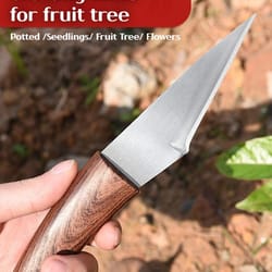 premium wooden handle grafting knife garden hand tool for precise pruning & plant propagation