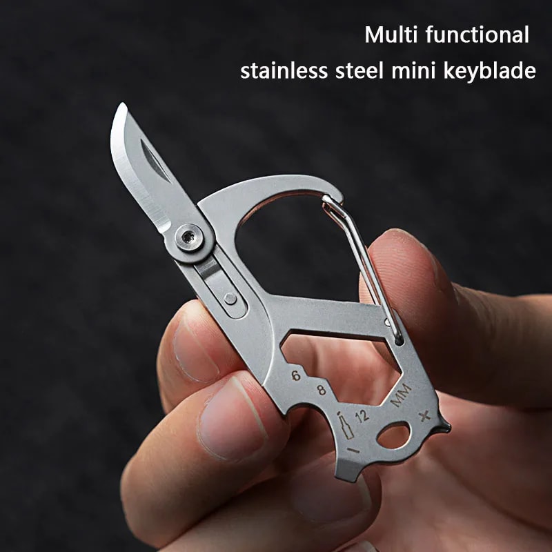 Premium Multi Functional Keychain Folding Knife Stainless Steel Portable Tool 0