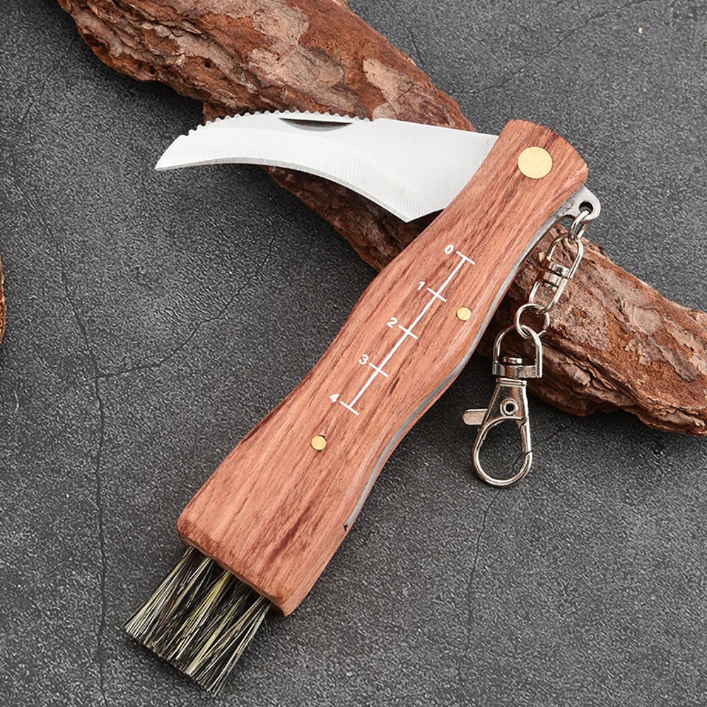 Multifunctional Folding Mushroom Knife Stainless Steel Outdoor Tool 1