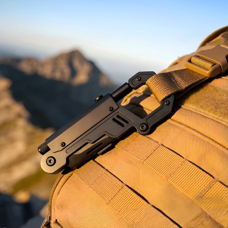 Tactical Outdoor Multi Tool with Folding Pocket Carabiner & Survival Camping Knife
