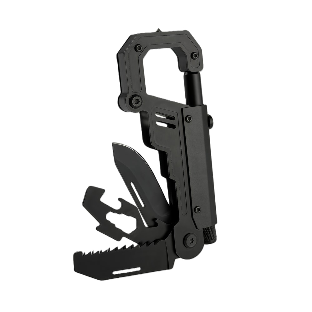 Tactical Outdoor Multi Tool with Folding Pocket Carabiner & Survival Camping Knife
