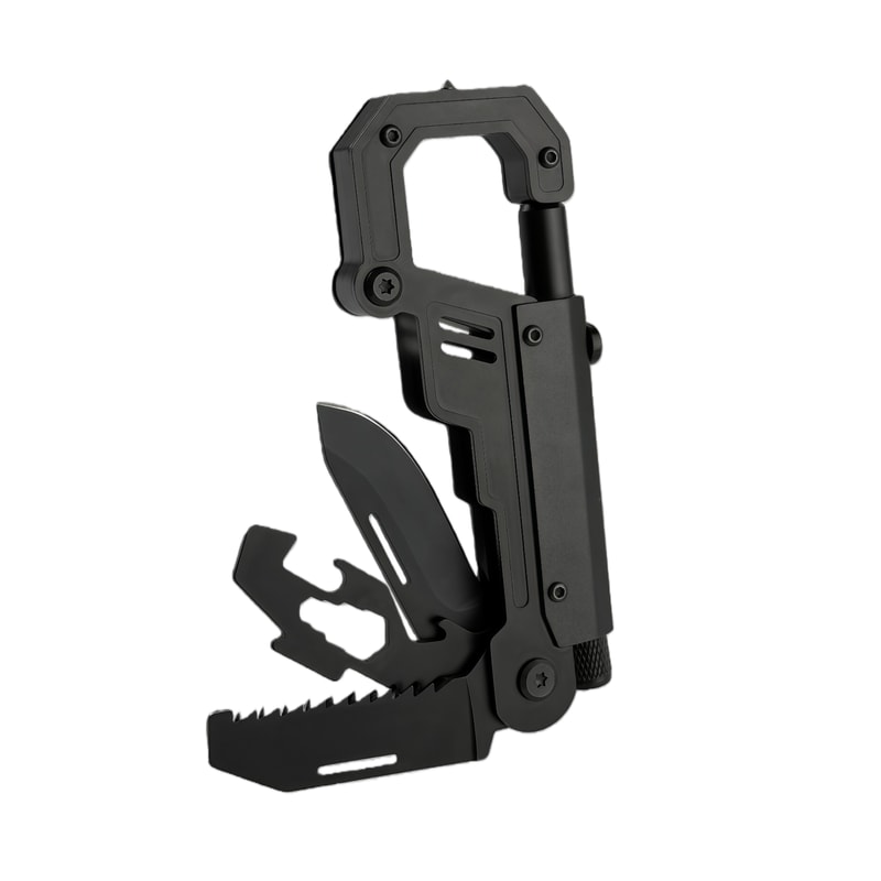 Tactical Outdoor Multi Tool with Folding Pocket Carabiner & Survival Camping Knife