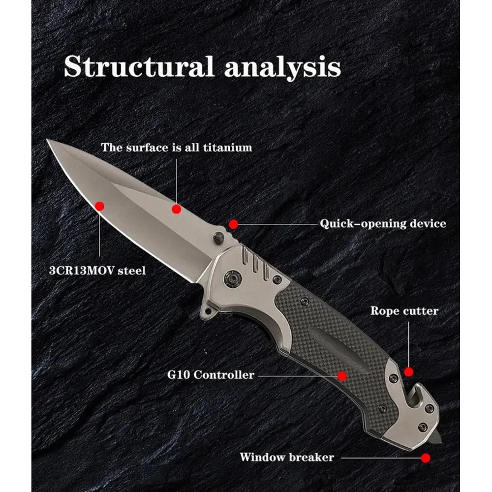 Tactical Camping Pocket Knife & Outdoor Survival Knife Compact Knife with Folding Defense Blade