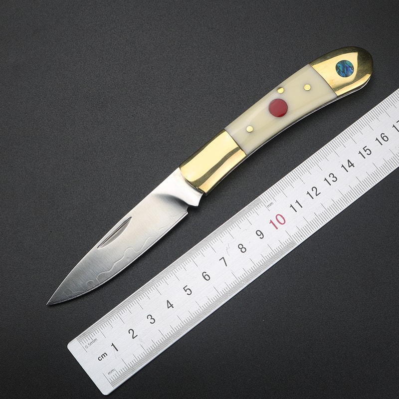 Premium Brass Handle Folding Knife Stainless Steel Pocket Knife, Perfect Gift