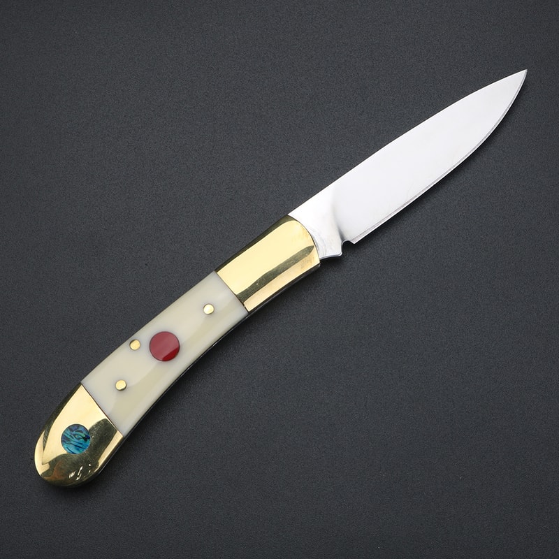 Premium Brass Handle Folding Knife Stainless Steel Pocket Knife, Perfect Gift