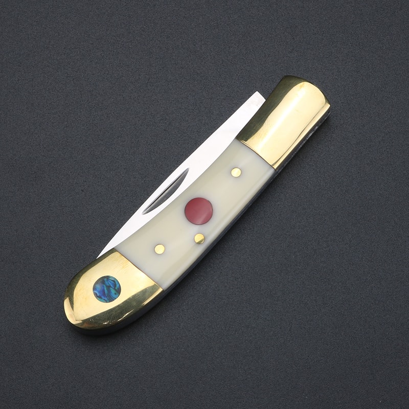 Premium Brass Handle Folding Knife Stainless Steel Pocket Knife, Perfect Gift