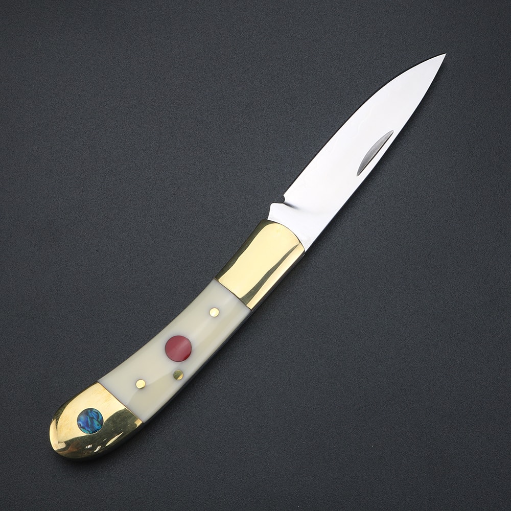 Premium Brass Handle Folding Knife Stainless Steel Pocket Knife, Perfect Gift