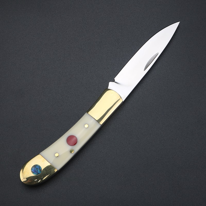 Premium Brass Handle Folding Knife Stainless Steel Pocket Knife, Perfect Gift