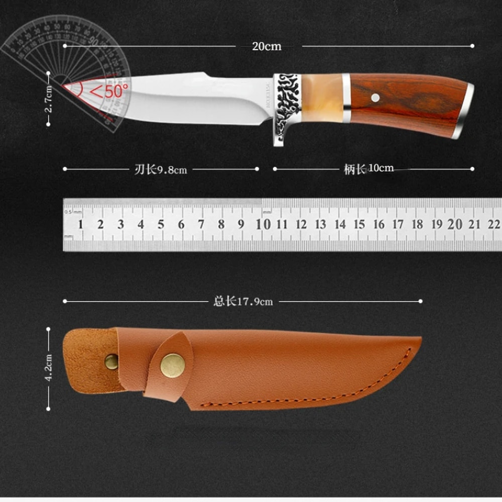 Mahogany Handle Fixed Blade Camping Knife For Outdoor Survival 4