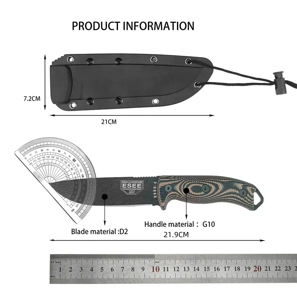 Tactical Fixed Blade Survival Knife with Steel & Handle for Outdoor