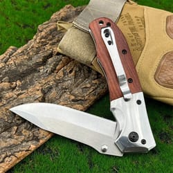 premium stainless steel folding pocket knife & survival blade