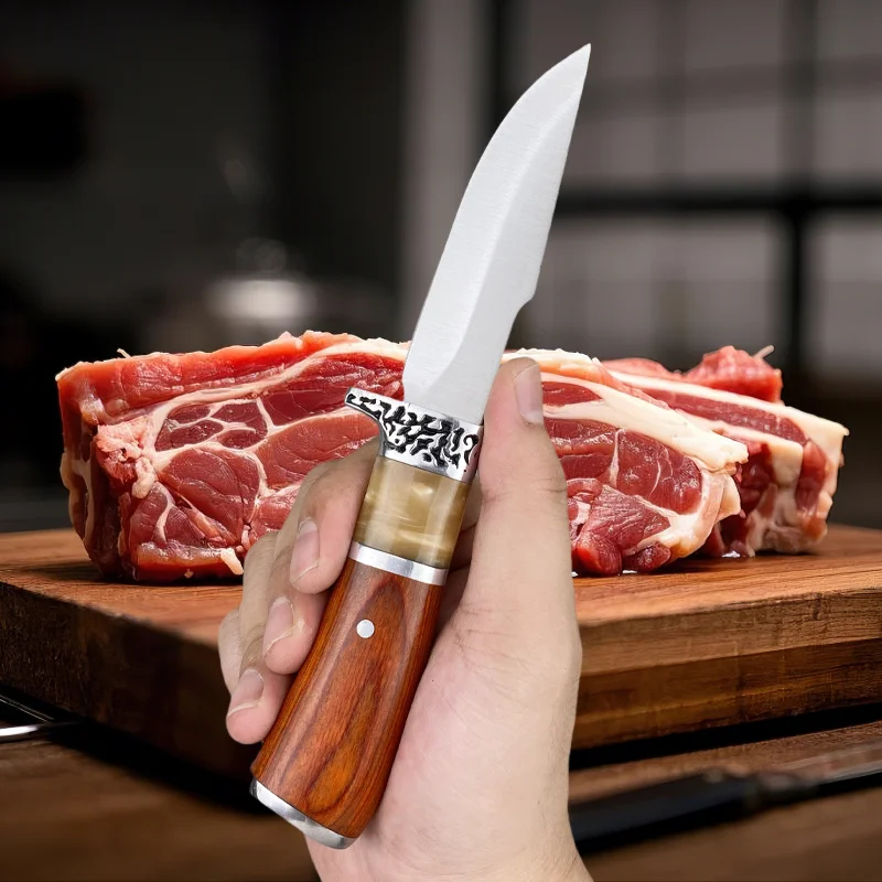 Premium Outdoor & Kitchen Meat Cleaver Knife Heavy Duty Boning & Hunting Knife with Wood Handle