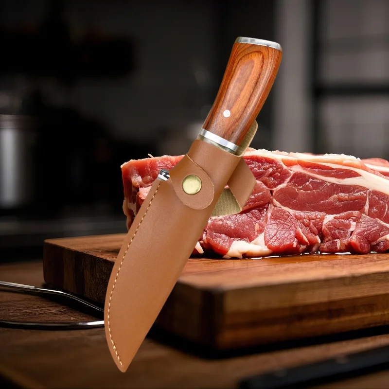Premium Outdoor & Kitchen Meat Cleaver Knife Heavy Duty Boning & Hunting Knife with Wood Handle