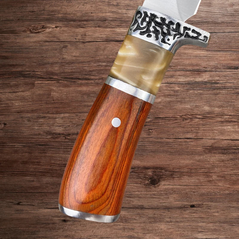 Premium Outdoor & Kitchen Meat Cleaver Knife Heavy Duty Boning & Hunting Knife with Wood Handle