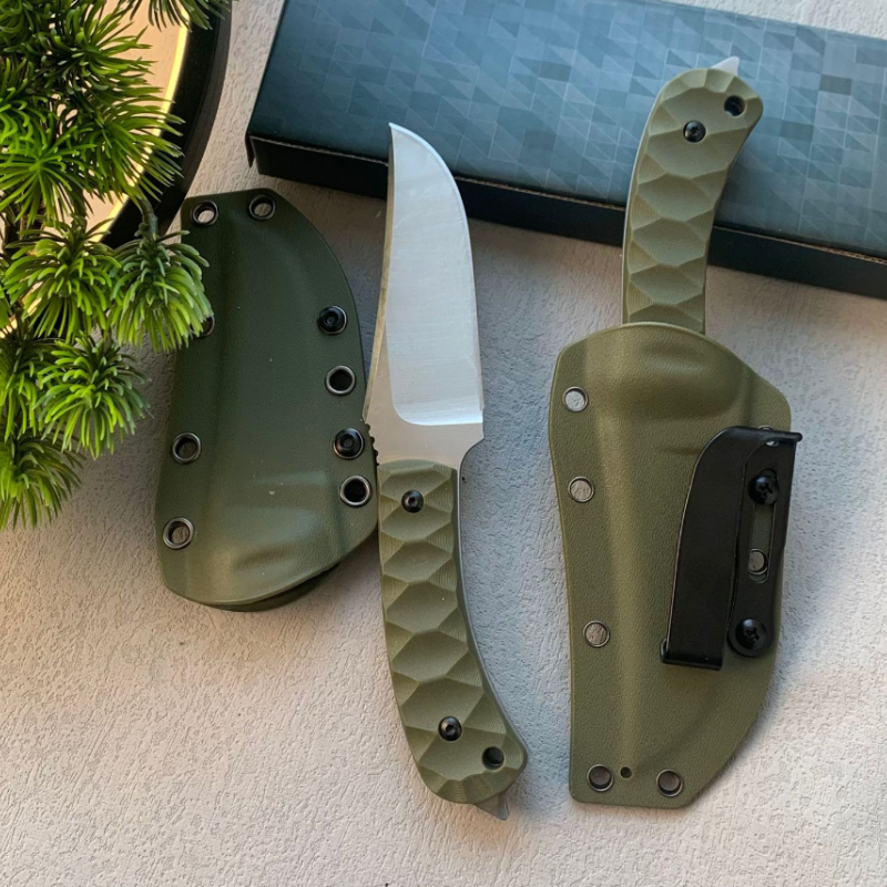 Steel Outdoor Survival Knife with Handle & Kydex Sheath for Camping