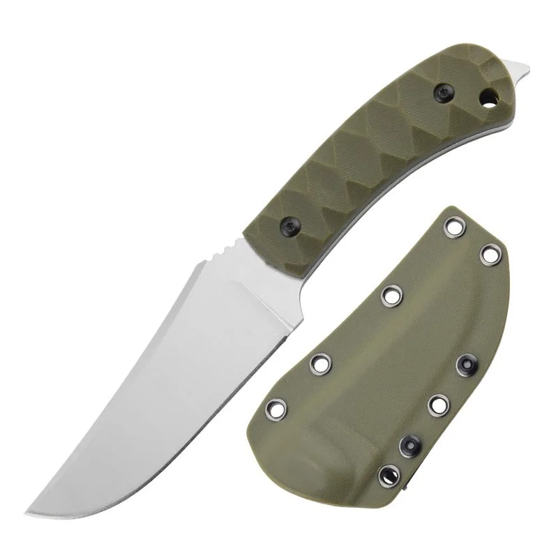Steel Outdoor Survival Knife with Handle & Kydex Sheath for Camping