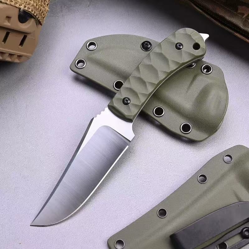 Steel Outdoor Survival Knife with Handle & Kydex Sheath for Camping