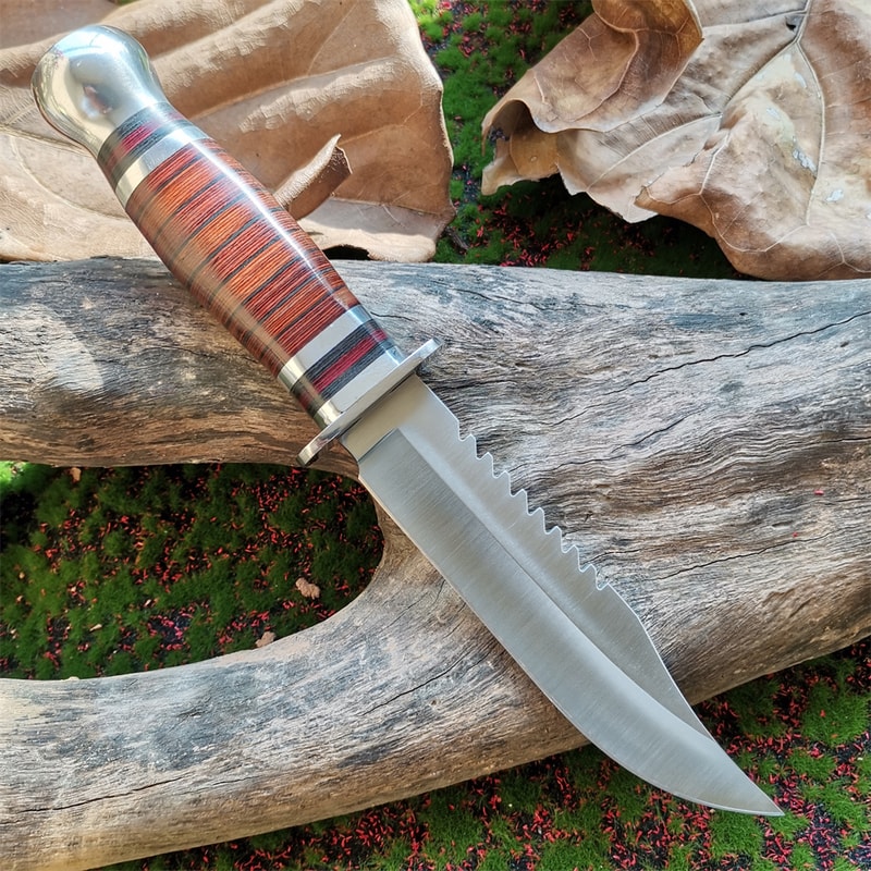 Premium Steel Hunting Knife with Wooden Handle Sharp & Durable Outdoor Knife