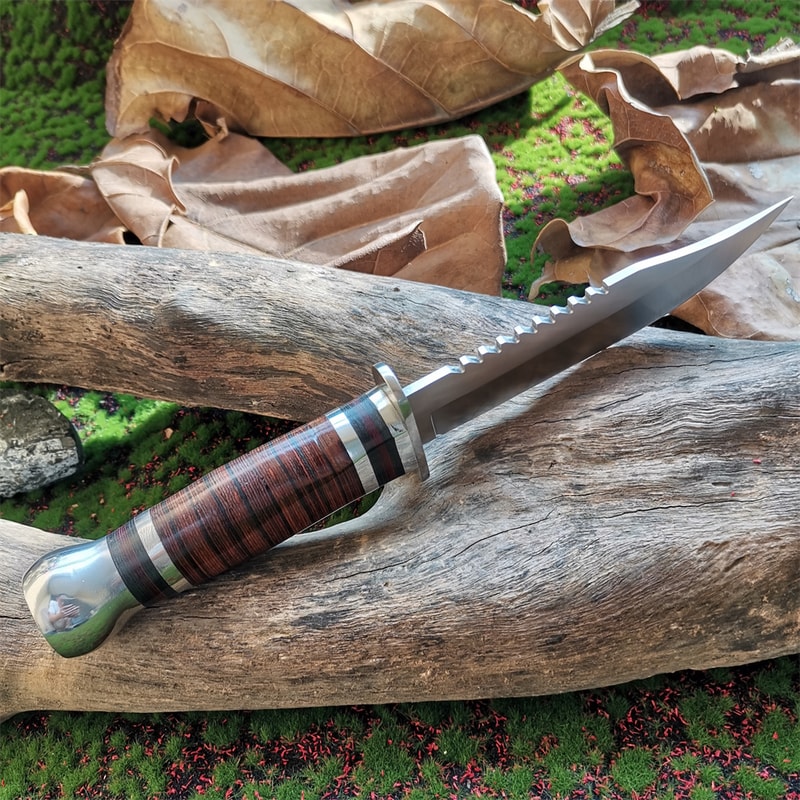 Premium Steel Hunting Knife with Wooden Handle Sharp & Durable Outdoor Knife